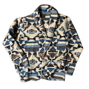 Vintage Natural Reflections Womens Southwestern Aztec Print Blanket Jacket